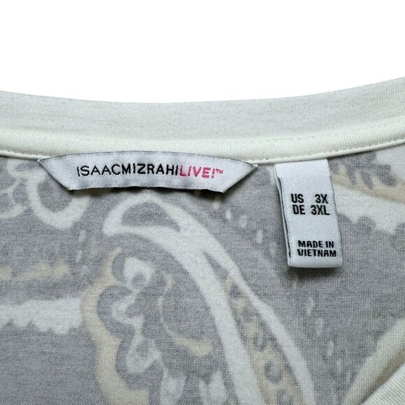 ISAAC MIZRAHI Live Womens Top Plus Size 3X Layered Look Tee Black Beige Paisley - Picture 6 of 9